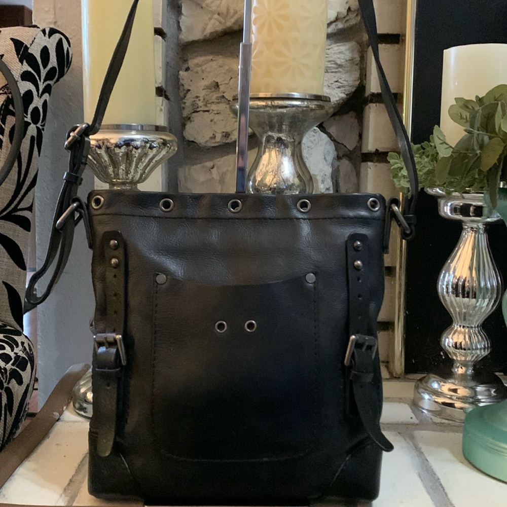 TREASURE BOND Black Leather Crossbody